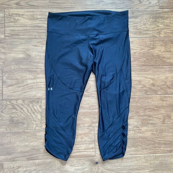 Under Armour HeatGear Ankle Leggings Women's XL Black Compression Cutout Detail - Picture 1 of 10